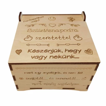 "Köszönjük, hogy vagy nekünk" nyitható fedelű ajándékdobozka 