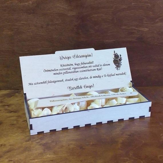 "ÉDESANYÁMNAK" esküvői gravírozott szülőköszöntő ajándék  (fakanalas)