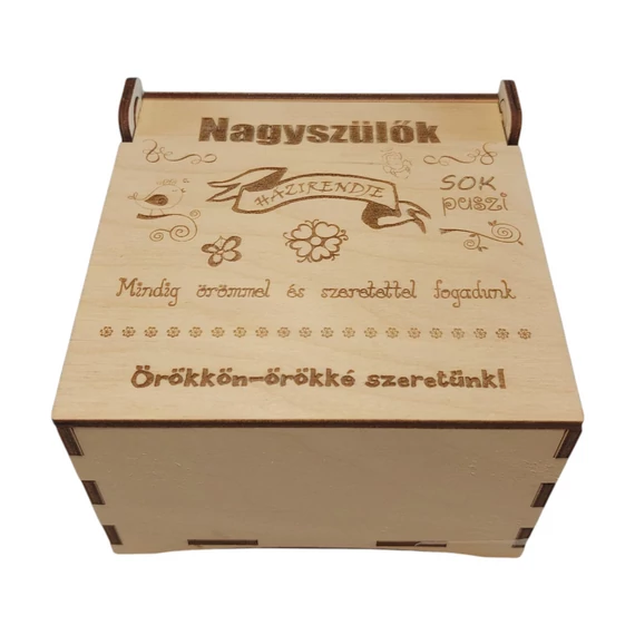 Nagymama házirendje nyitható fedelű ajándékdobozka