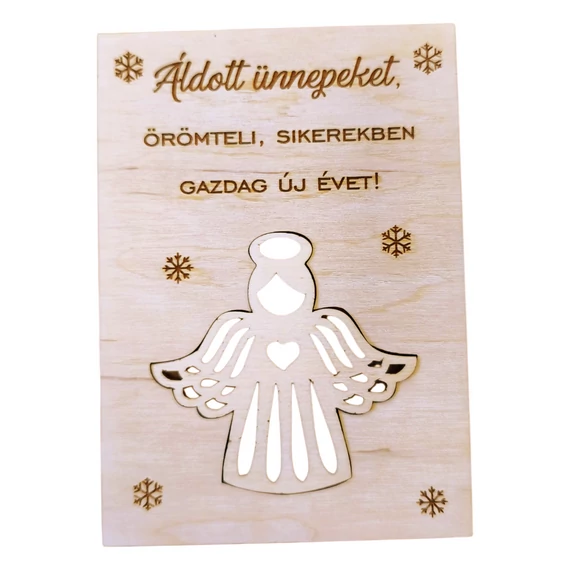  Áldott ünnepeket üdvözlőlap - kivágott angyal
