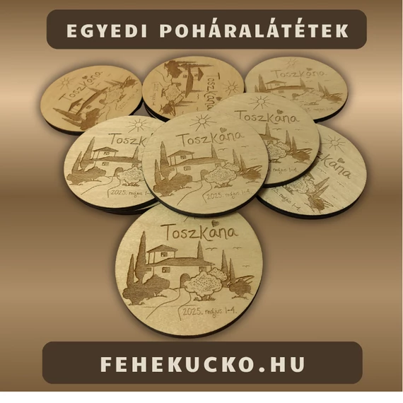 Poháralátét egyedi gravírozott mintával (minimum 40 db)